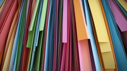 Colorful assortment of paper sheets in various shades and textures, creating a vibrant, cheerful backdrop.