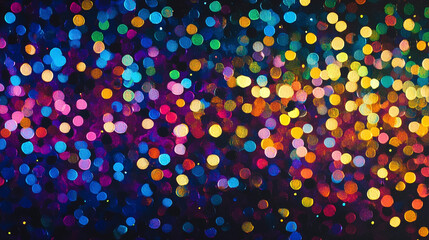 Rainbow Bokeh Lights on Black Background