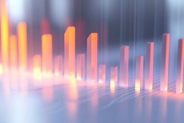 Illuminated bar graph depicting climate change trends for data analysis and visualization