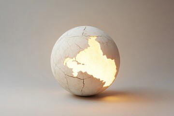 Minimalistic globe with glowing cracked surface for artistic design