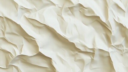 Obraz premium Close-up of crumpled textured paper in soft cream tones, creating an abstract and artistic background.