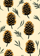 Vibrant  Colorful Pine Cone Patterns for Gift Wrap, Wallpaper, textiles