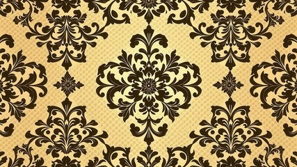 Elegant Seamless Damask wallpaper with intricate floral motifs and rich texture suitable for interior design projects, wallpaper, elegant