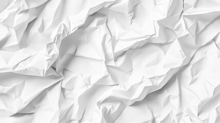 Obraz premium Textured close-up of crumpled white paper showcasing intricate folds and shadows.