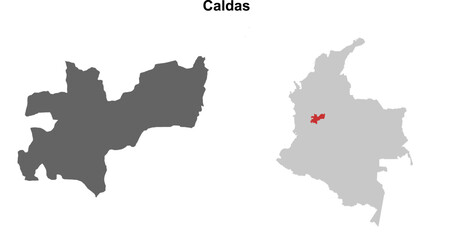 Fototapeta premium Caldas department blank outline map set