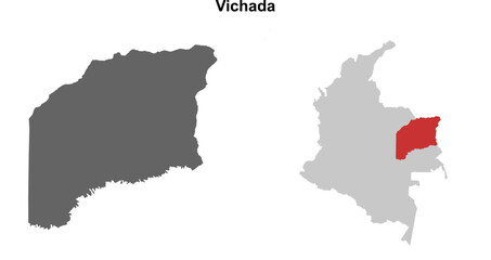 Fototapeta premium Vichada department blank outline map set