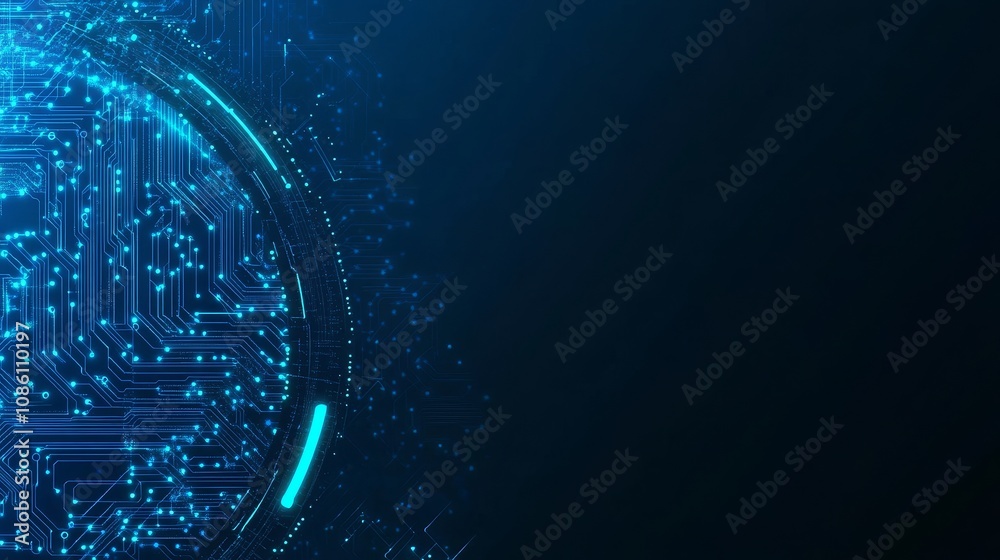 Poster modern abstract circle and circuit background with copy space, technology background concept.