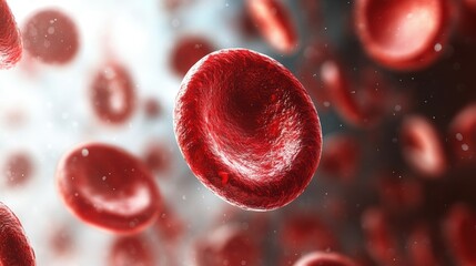 Red blood cells flowing through blood vessels, demonstrating their role in transporting oxygen throughout the body. The image highlights their structure and movement