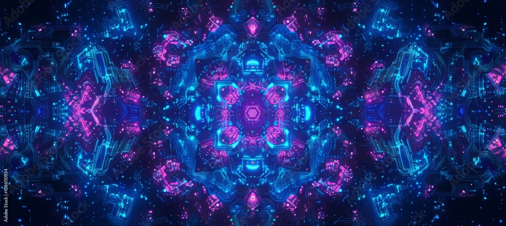 Poster design for the background of a circuit board technology. quantum computer technology concepts, large