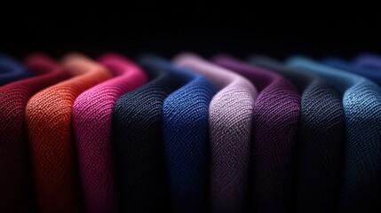 A row of colorful knit socks