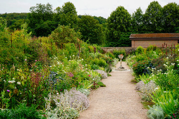 View of a path in an English country garden