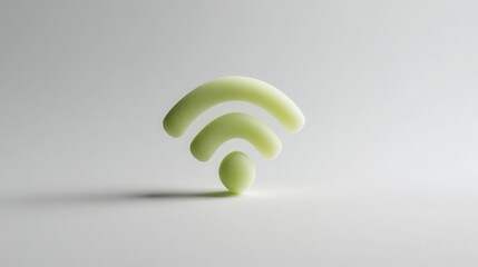 Obraz premium Macro shot of a realistic green wifi icon with detailed bright colors on a white background showcasing modern technology in a digital setting