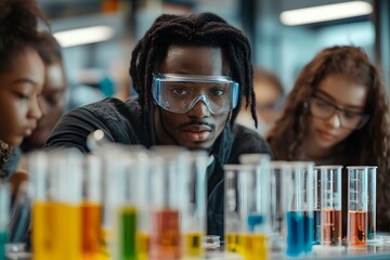 Classroom with Students Engaged in a Science Experiment