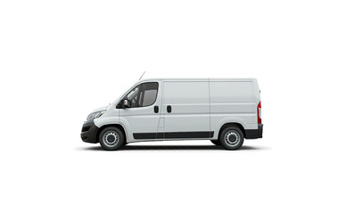 Fototapeta premium Modern white delivery van vehicle.side view, isolated on white background.