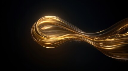 A gold colored wave is shown on a black background