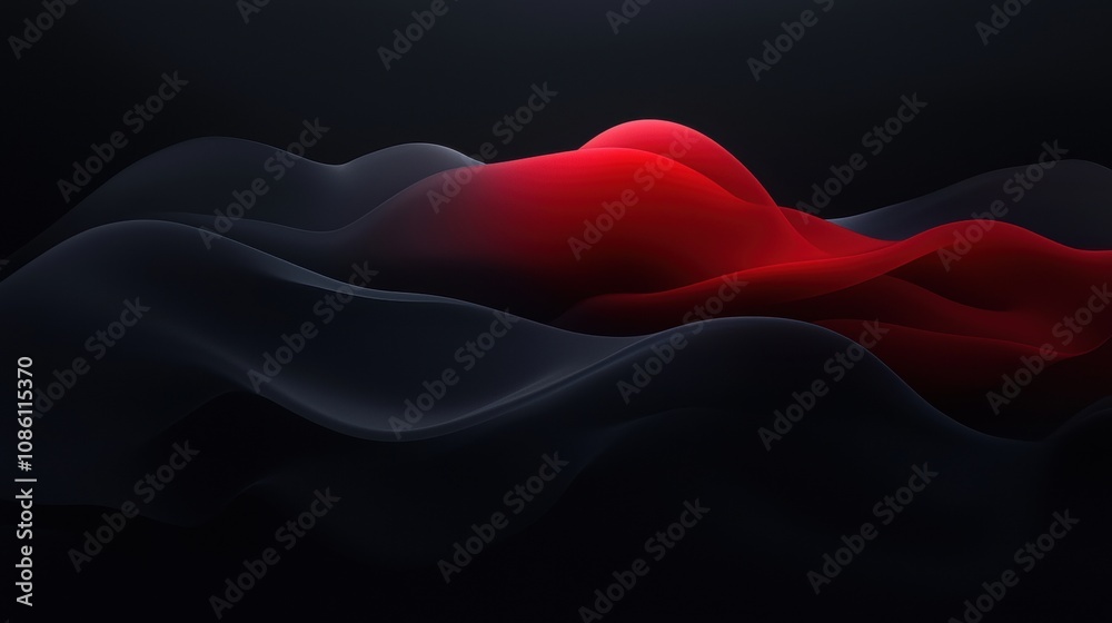 Wall mural a black and red wave with a red line in the middle