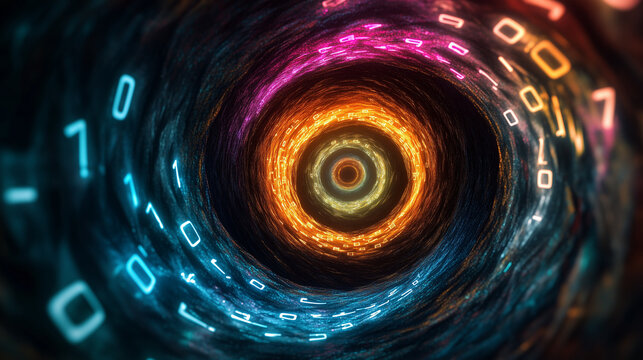 The numbers 1 through 9 arranged in a spiral, each glowing in a different color, representing a cycle of growth and energy