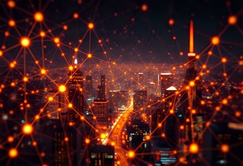 Fototapeta premium Elegant Art Deco Cityscape at Night - Golden Skyscrapers & Bustling Streets