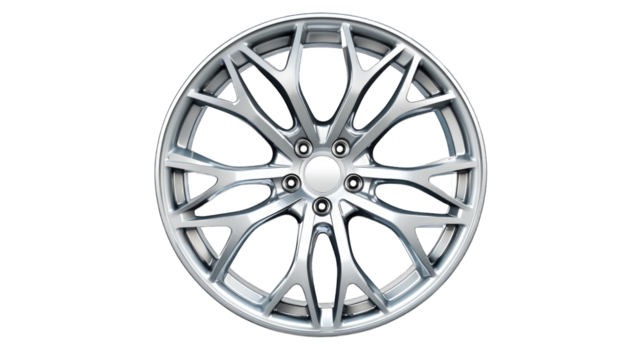 High-Performance Tire Rim Showcase Automotive Warehouse Product Display Indoor Close-Up View