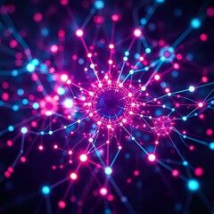 Fototapeta premium Cyberpunk Galaxy Circuit Nexus - Bioluminescent Abstract Nodes