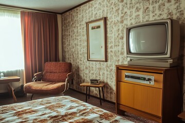 Fototapeta premium Retro Hotel Room Interior