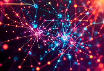 Vibrant Cyberpunk Data Convergence - Neon Lines Explosion