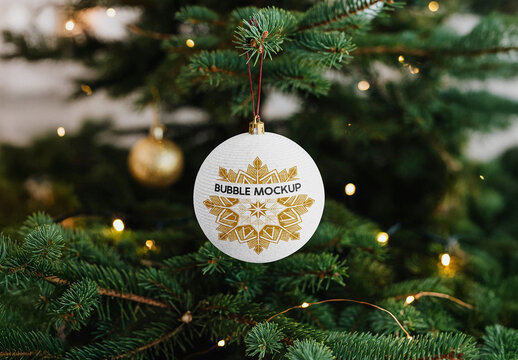 Hanging Christmas Ball Mockup