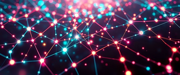 Fototapeta premium Neon Quantum Entanglement - Abstract Vaporwave Data Visualization