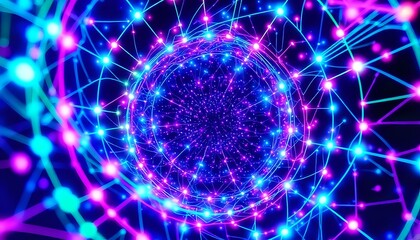 Obraz premium Neon Cyberpunk Nebula - Vaporwave Data Vortex