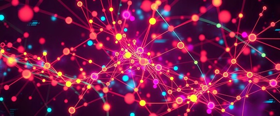 Fototapeta premium Neon Quantum Entanglement Vaporwave Data Visualization