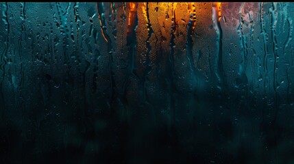 Colorful light reflections  water droplets of varying sizes on glass creating unique patterns