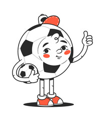 Soccer ball character gesturing thumbsup