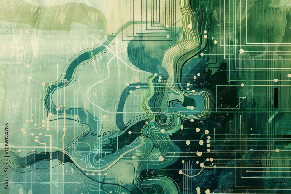 Fototapete abstract design of colorful circuitry patterns with vibrant hues and intricate details showcasing te