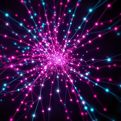 Fototapeta premium Vibrant Neon Circuit Network Star - Vaporwave Art