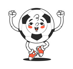Happy playful soccer ball character