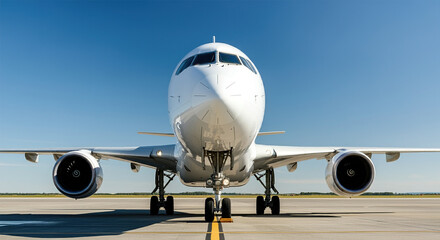 Commercial airplane front view