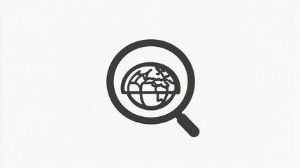 Fototapeta premium A magnifying glass is shown enlarging a simplified world globe
