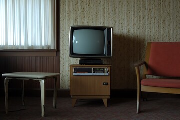Vintage Television Set in Retro Room