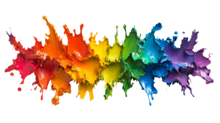 Splash of rainbow colors transparent background
