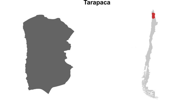 Tarapaca region blank outline map set