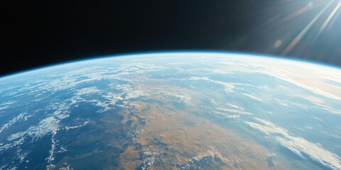 Fototapeta premium A side-angle view of the Asian continent from space, capturing the diverse landscapes from the deserts of the Middle East to the dense forests of Southeast Asia