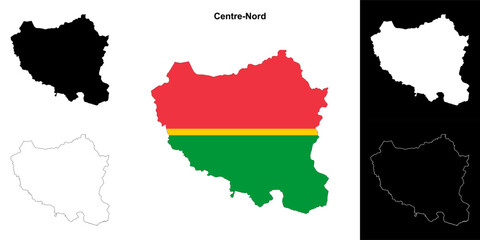 Centre-Nord region outline map set