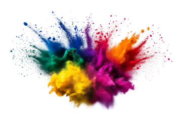 Colorful splash of rainbow powder isolated on white, png