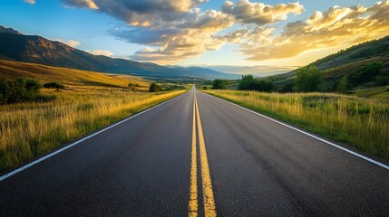 Fototapeta premium Open Road Sunset Landscape