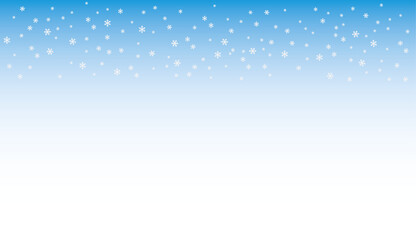 Falling snowflakes from a blue sky with empty space for text or design, vector illustration. Christmas or winter background with snowflakes.