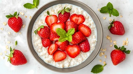 Soft millet porridge with a smooth finish, presented in an artistic swirl for minimalistic and clean breakfast backgrounds