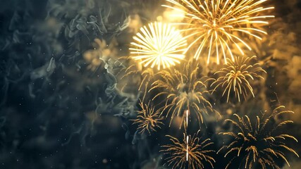 Fireworks against a dark background with free space for text.