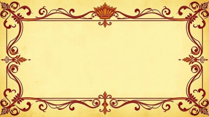 Purple card with intricate vintage floral pattern and shimmering golden label, ornamental, ornate