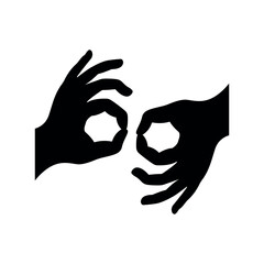 sign language symbol, interpreter hands icon, black vector illustration © Liena
