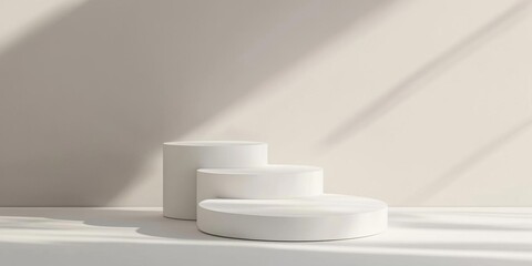 Obraz premium Minimalist White Platform with Soft Light for Product Display